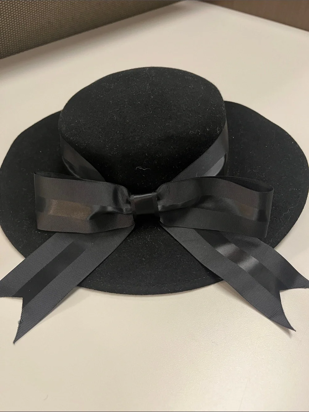 Michael Howard’s 100% Wool Black Wide-Brim Hat with Satin Ribbon